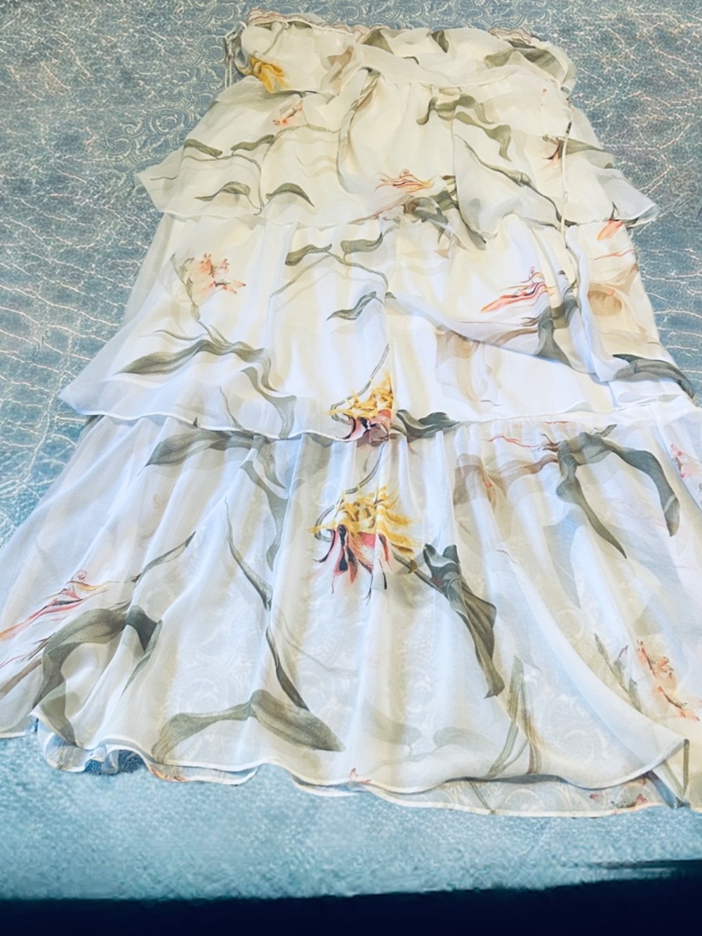 White House Black Market tiered Chiffon Maxi Dress XL (Wedding/Summer party)